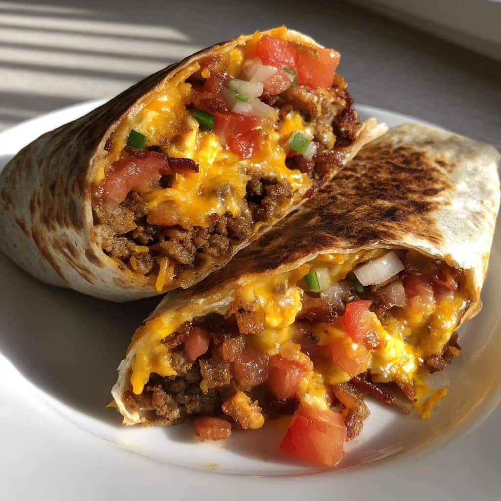Healthy Loaded Bacon Cheeseburger Burrito
