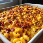 Healthy Loaded Bacon Cheeseburger Mac casserole