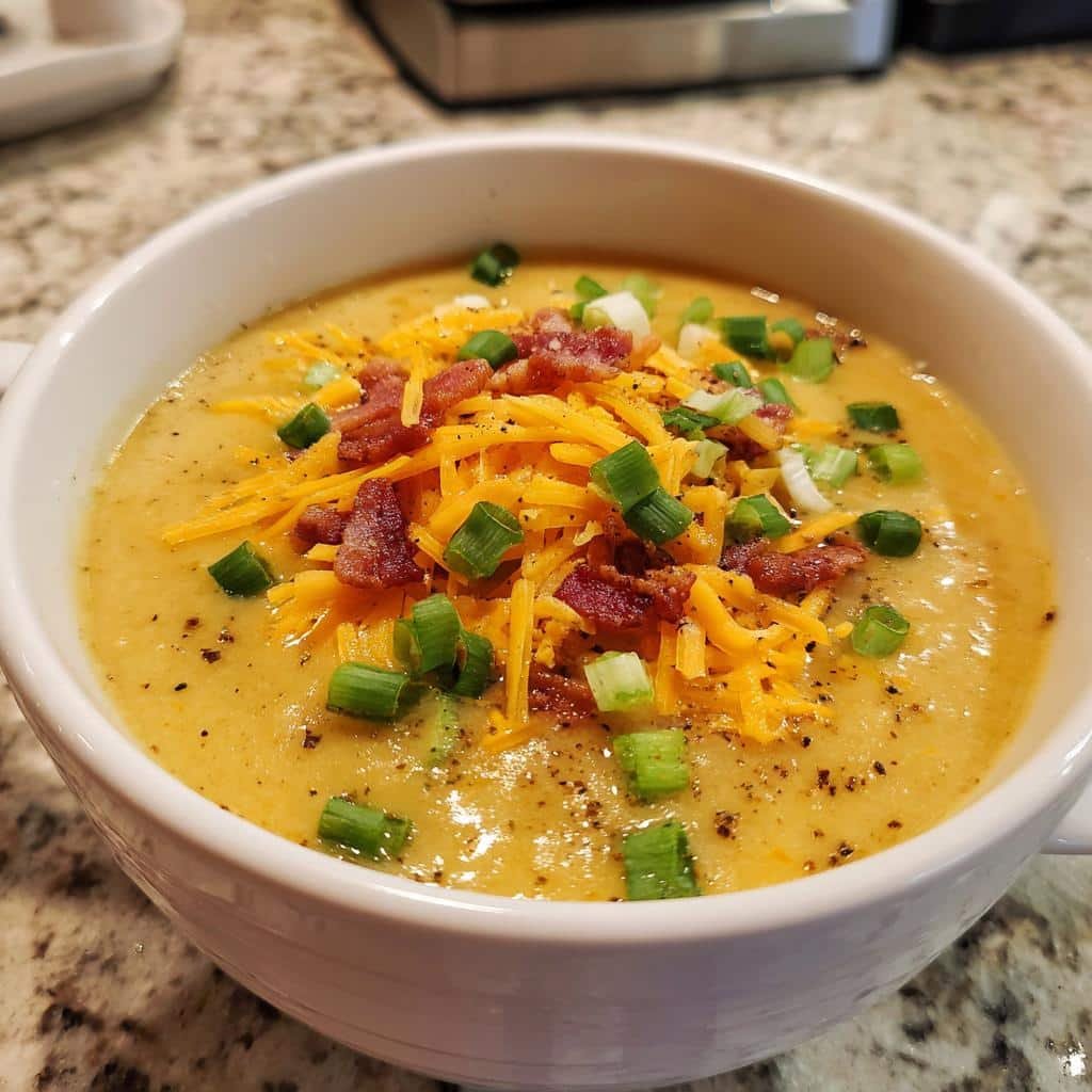 Healthy Loaded Baked Potato Soup Lighter