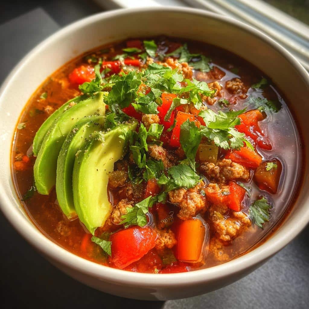 Healthy Low Carb Mexican soup - detail 1