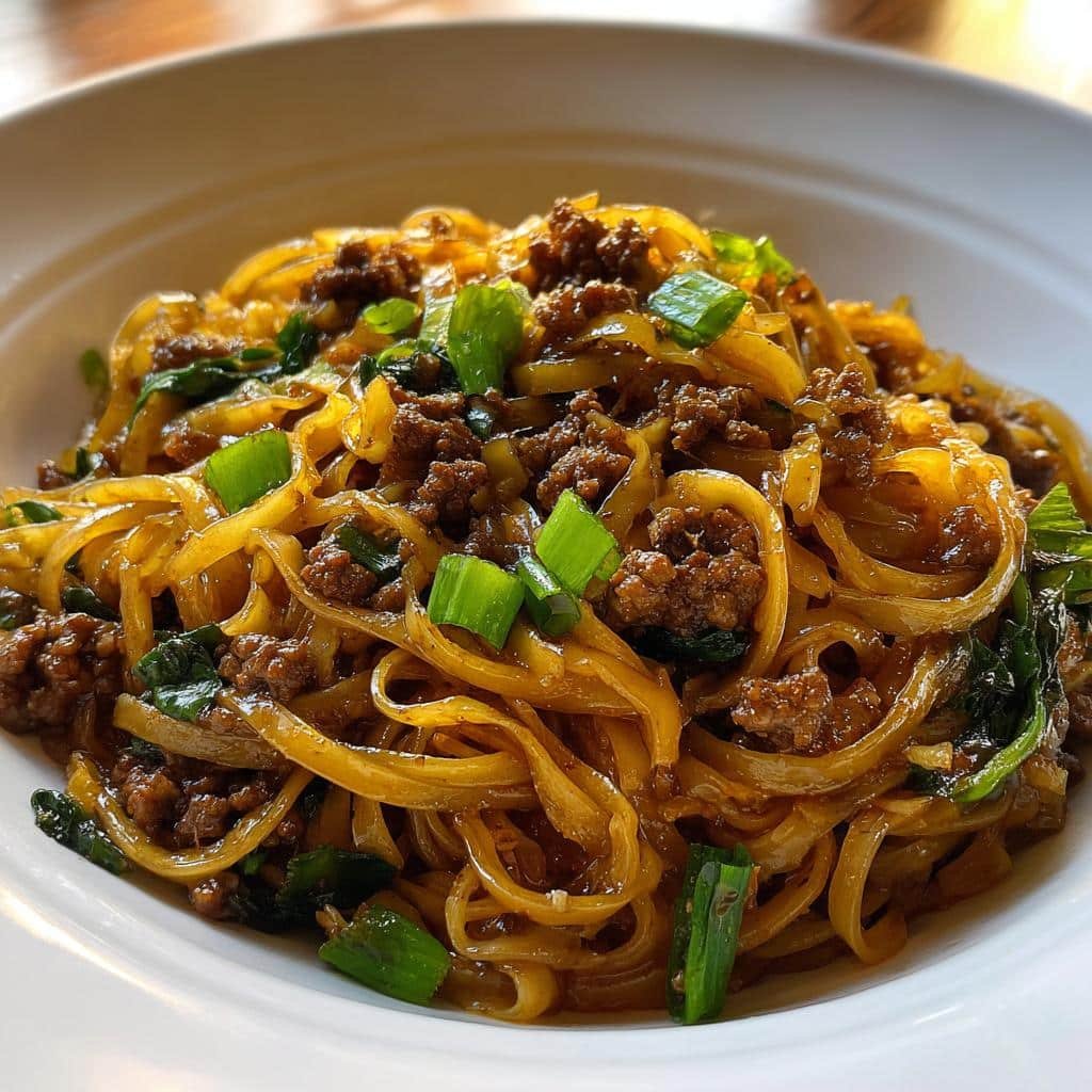 Healthy Mongolian Ground Beef Noodles