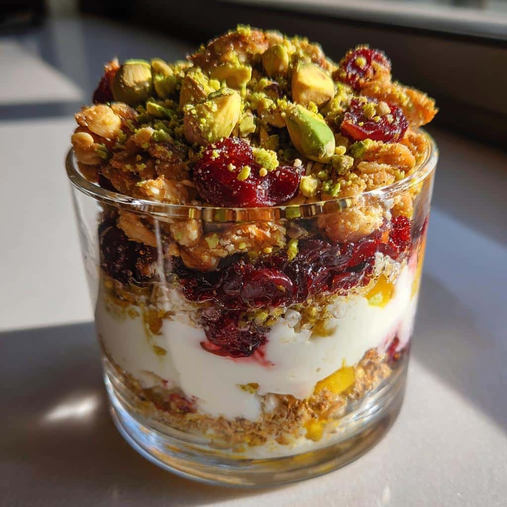 Healthy Pistachio Cranberry Parfait Breakfast Trifle - detail 1
