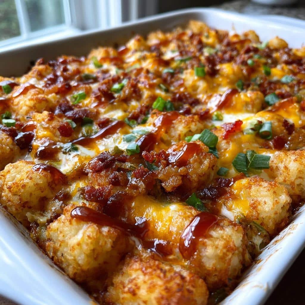 Healthy Quick Loaded BBQ Bacon Ranch Tater Tot Casserole - detail 1