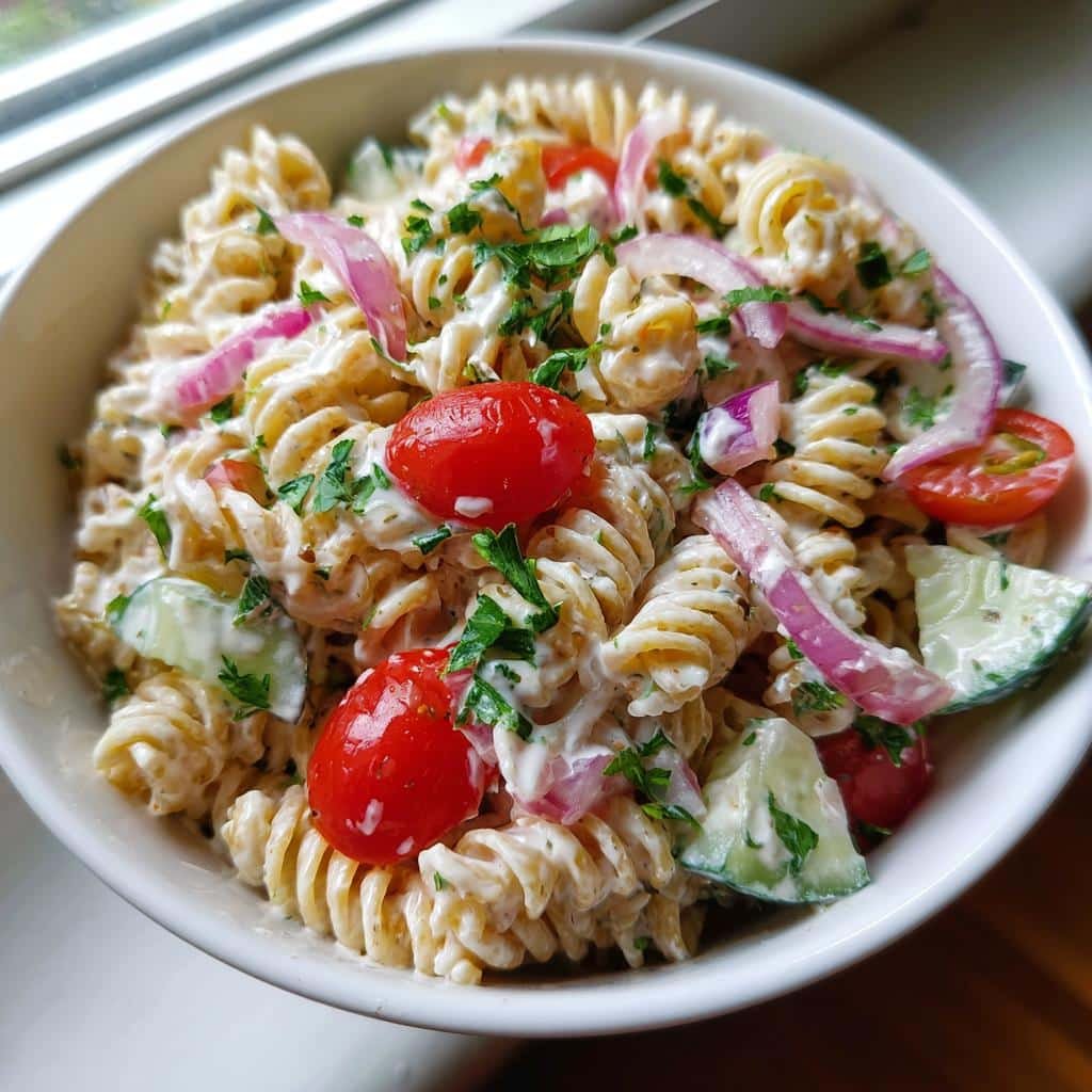 30-Minute Healthy Ranch Pasta Salad That’s Irresistible 4 Healthy Ranch Pasta Salad - detail 1
