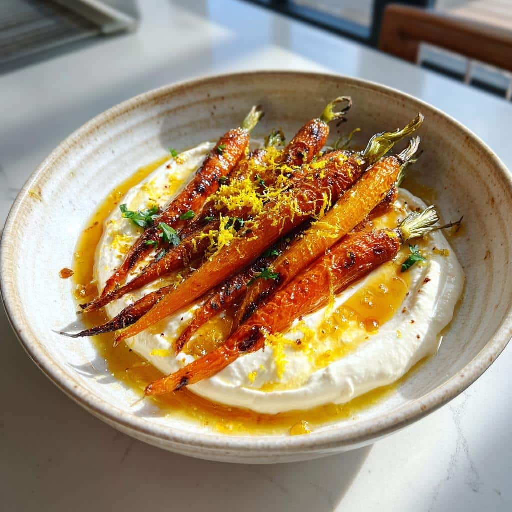 Healthy Roasted Carrots with Whipped Ricotta and Hot Honey