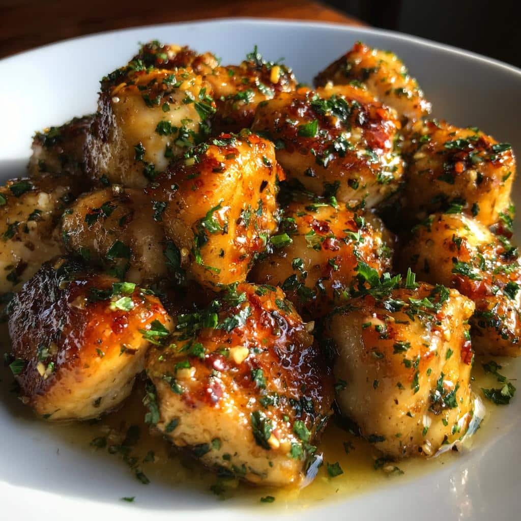 Healthy Savory Garlic Butter Chicken Bites
