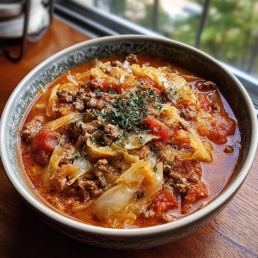 Healthy Slow Cooker Cabbage Roll Soup
