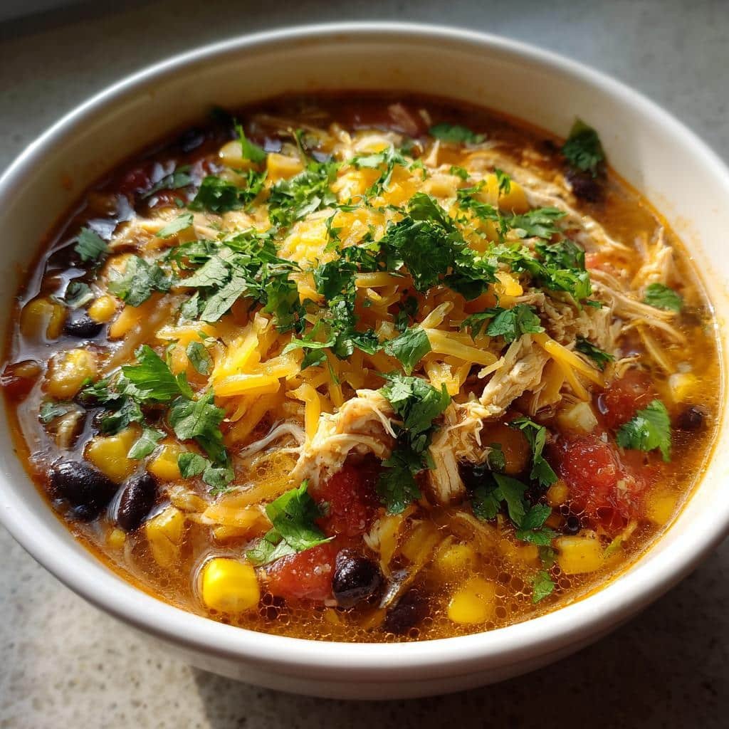 Healthy Slow Cooker Chicken Enchilada Soup - detail 1