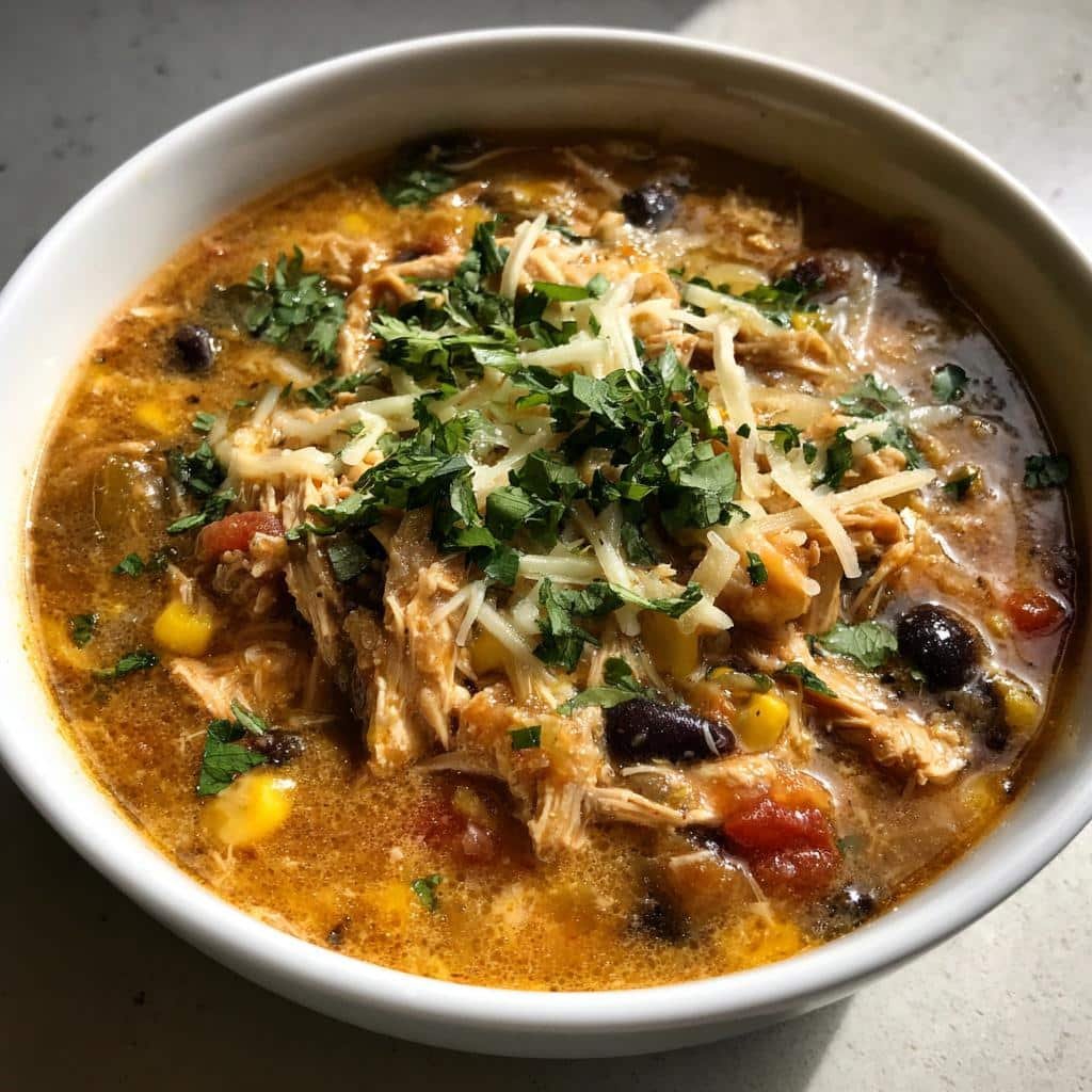 Healthy Slow Cooker Chicken Enchilada Soup