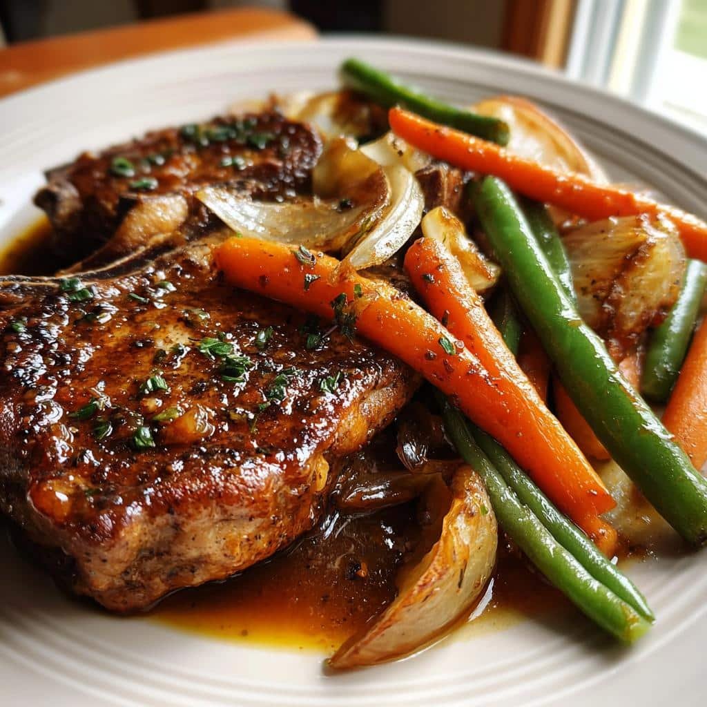 Healthy Slow Cooker Pork Chops and Vegetable