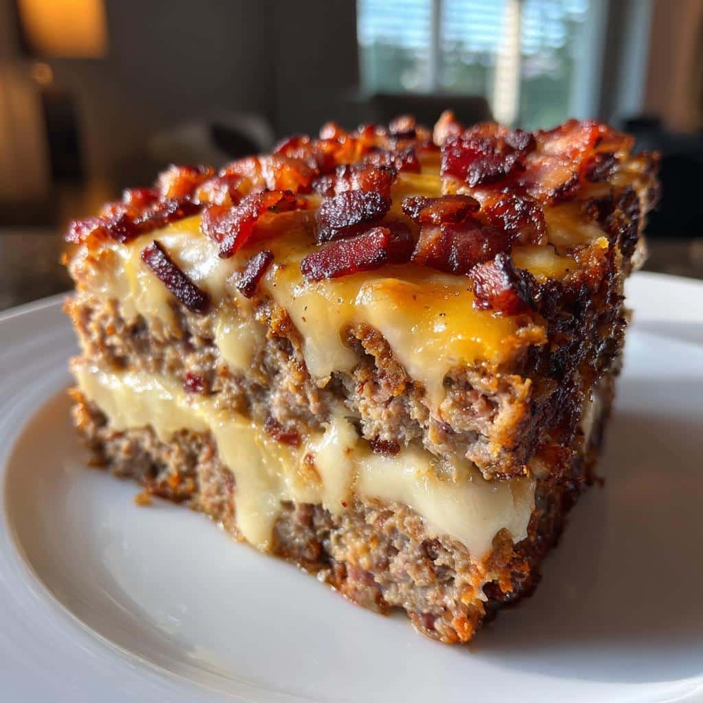 Healthy Smoked Bacon Triple-Cheese Stack Meatloaf - detail 1