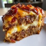 Healthy Smoked Bacon Triple-Cheese Stack Meatloaf