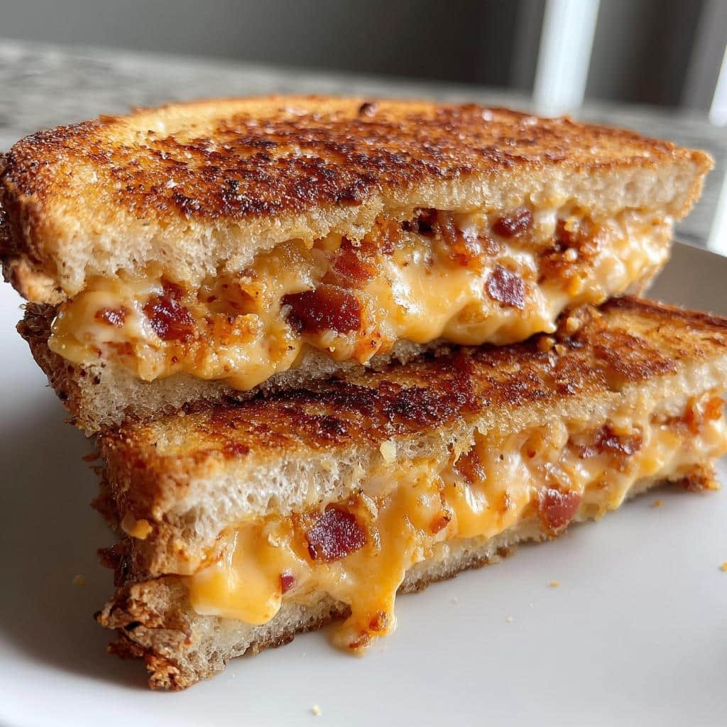 Healthy Smoky Bacon Cheddar Grilled Cheese Bake