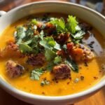 Healthy Spicy Chorizo Pumpkin Soup Bowl