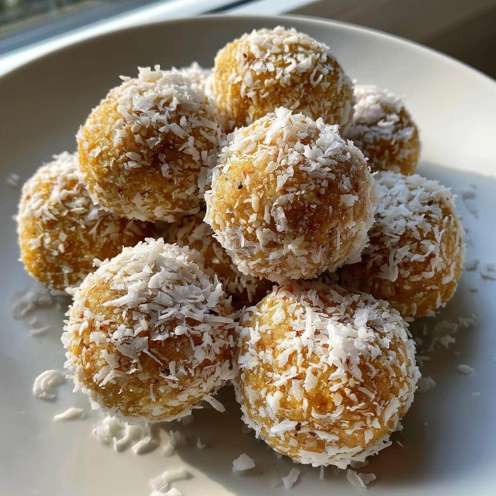 Healthy Vanilla Almond Coconut Protein Balls
