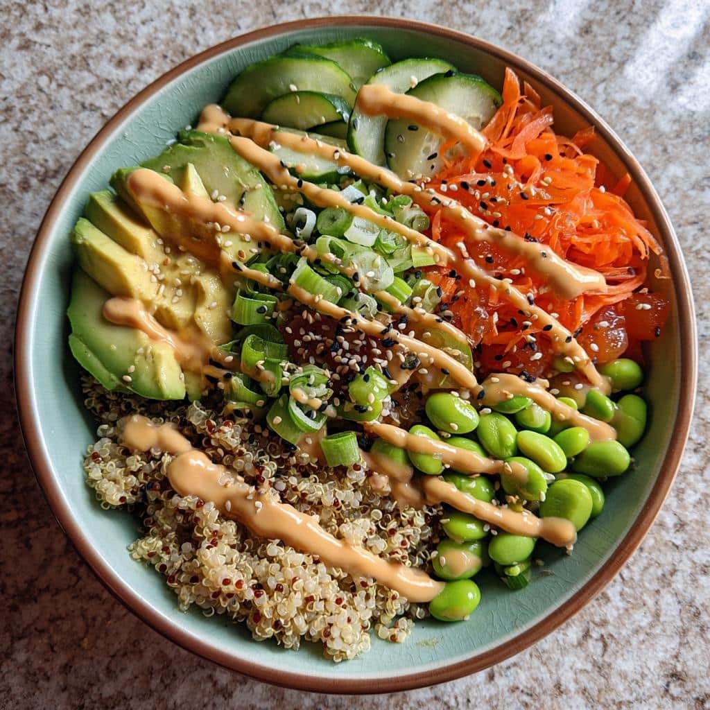 Healthy Vegan Poke Bowl with Tahini - detail 1