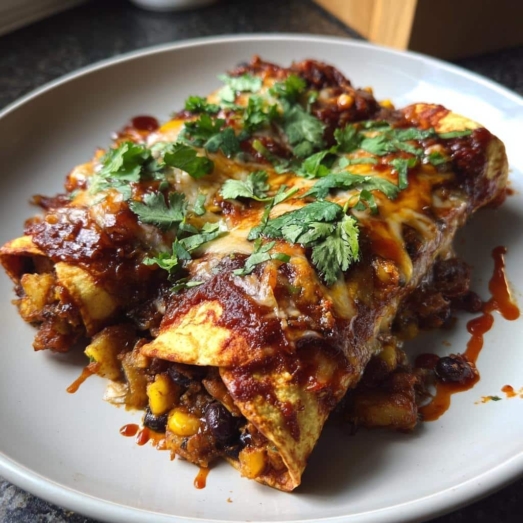 Healthy Vegan Potato & Bean Enchiladas - detail 1