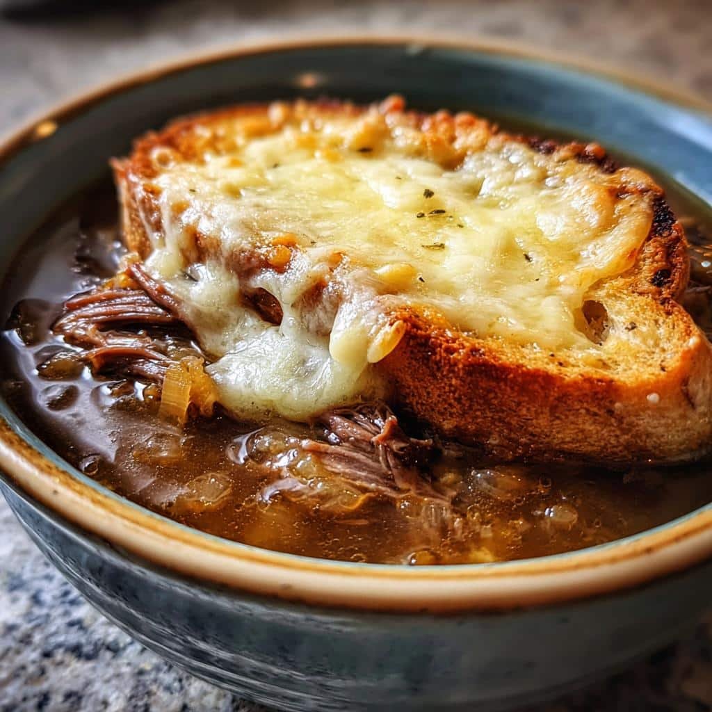 Healthy beef short rib French onion soup - detail 1