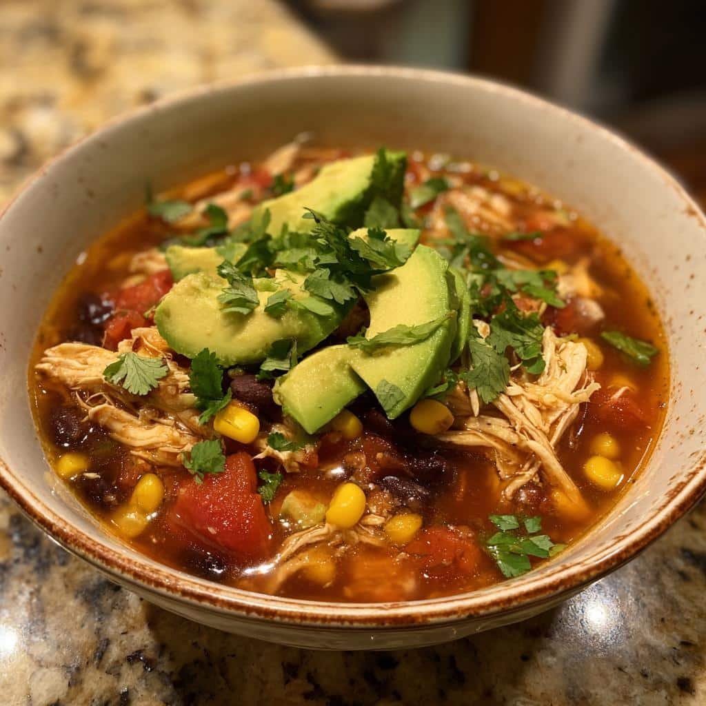 Healthy crockpot CHICKEN TACO SOUP - detail 1