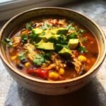 Healthy crockpot CHICKEN TACO SOUP