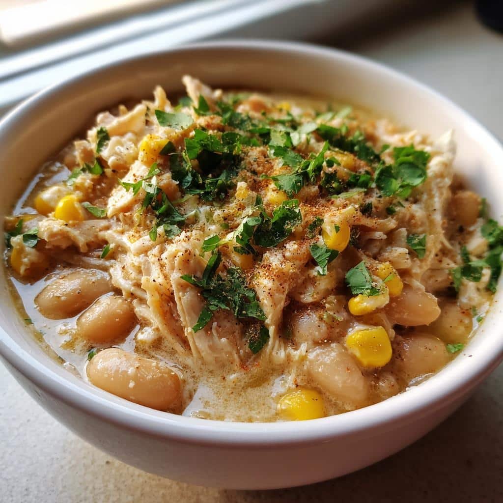 Healthy crockpot Creamy White Chicken Chili - detail 1