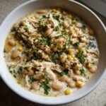 Healthy crockpot Creamy White Chicken Chili