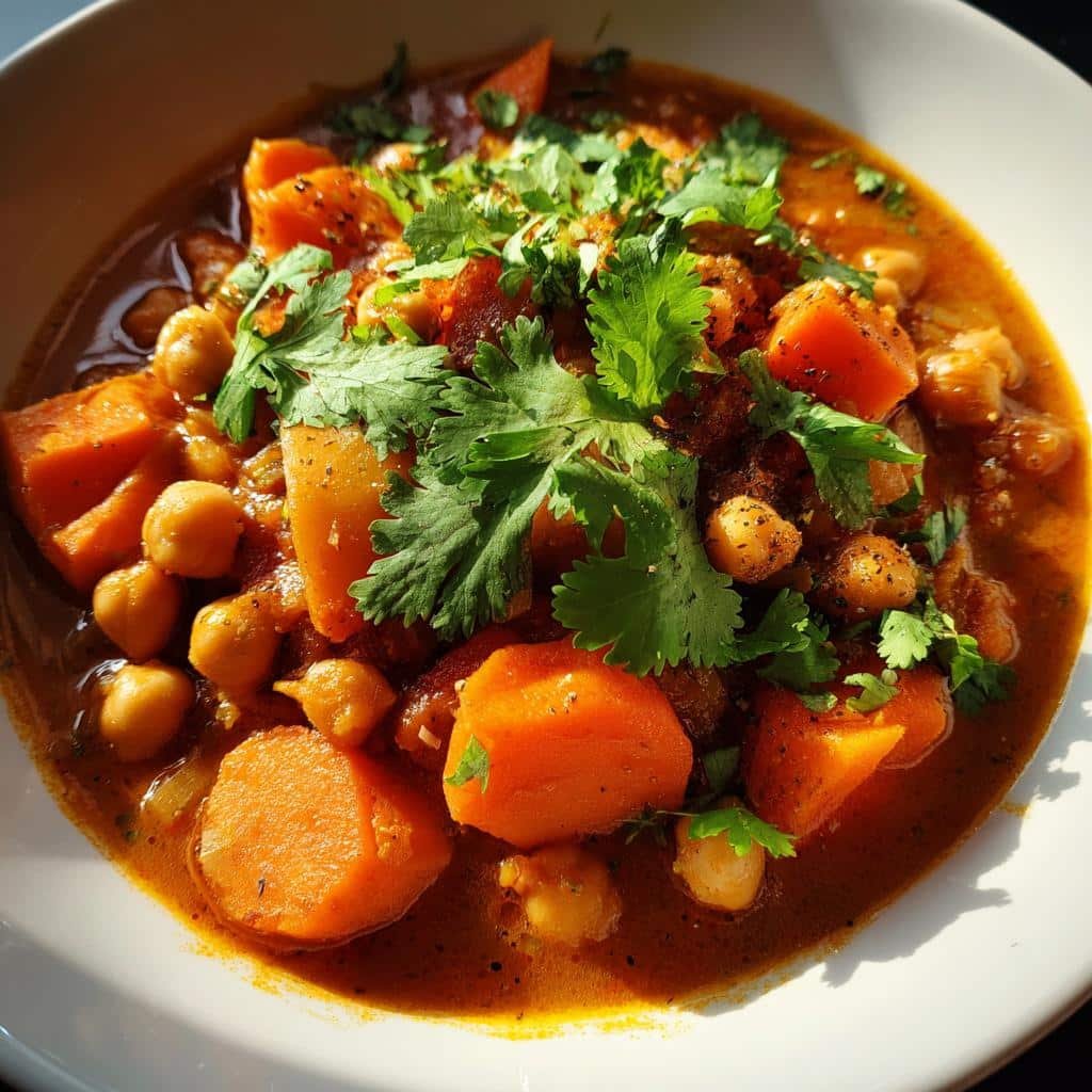 Healthy crockpot Moroccan Chickpea Stew - detail 1