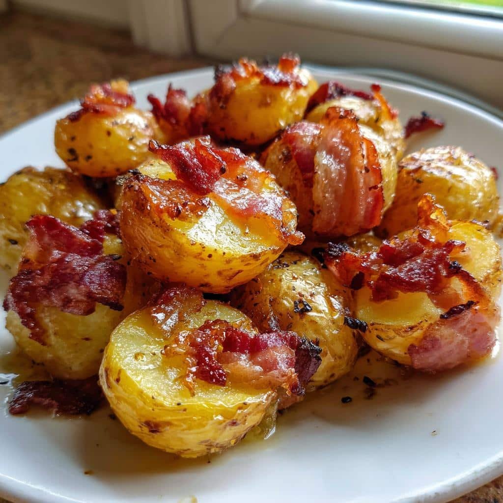 Healthy festive dinner Honey Bacon Roasted Potatoes - detail 1