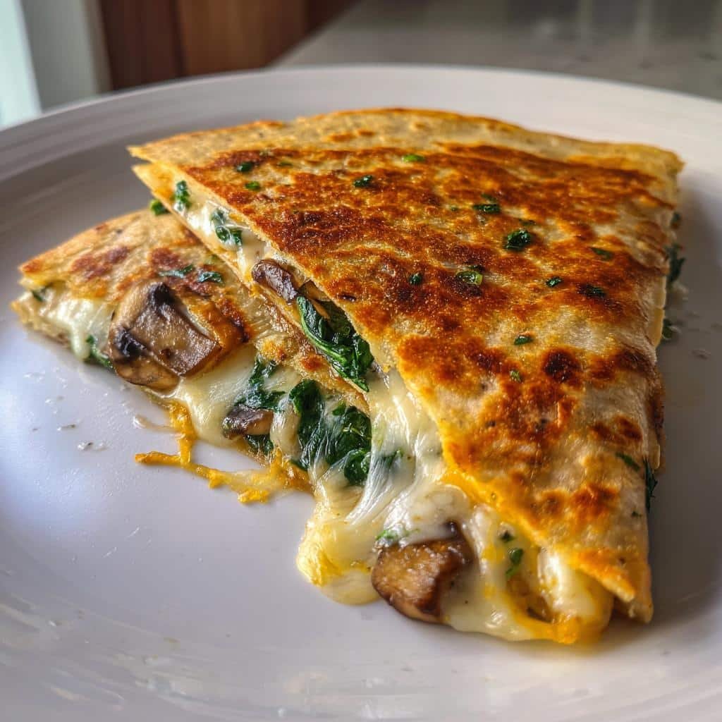 Healthy holiday Baked Spinach dinner Mushroom Quesadillas - detail 1