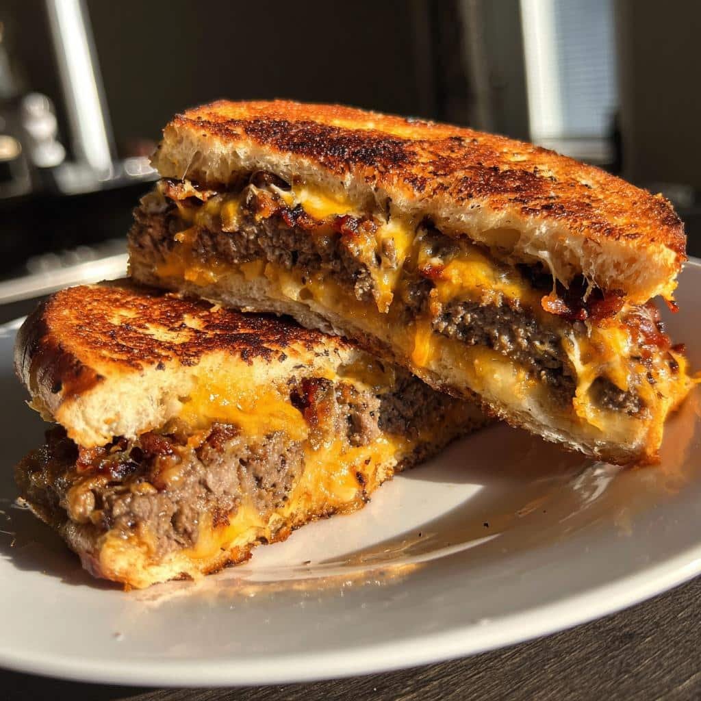 Healthy Triple-Cheese Bacon Burger Stuffed Garlic Bread in 30 Minutes 4 HealthyTriple-Cheese Bacon Burger Stuffed Garlic Bread - detail 1