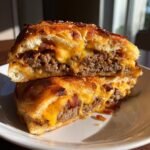 HealthyTriple-Cheese Bacon Burger Stuffed Garlic Bread