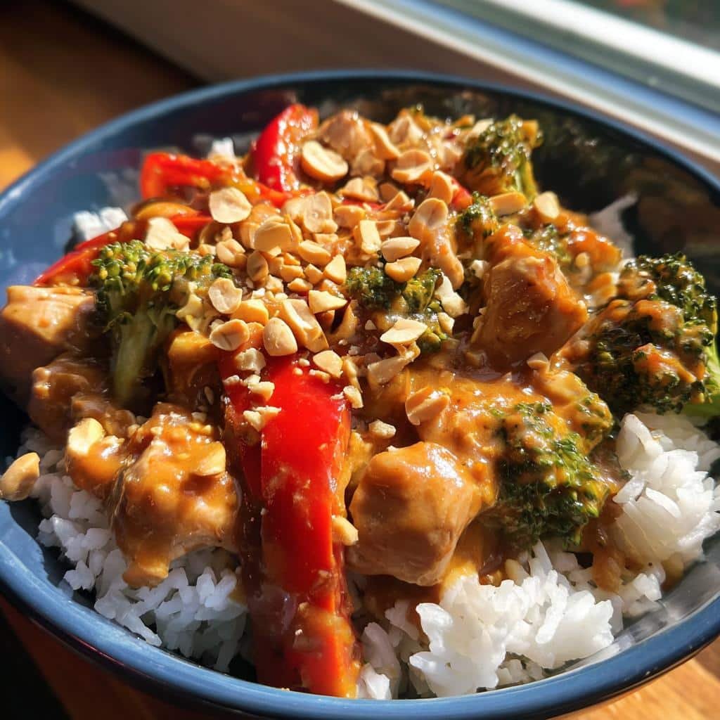 Quick Crockpot Thai Peanut Bowls