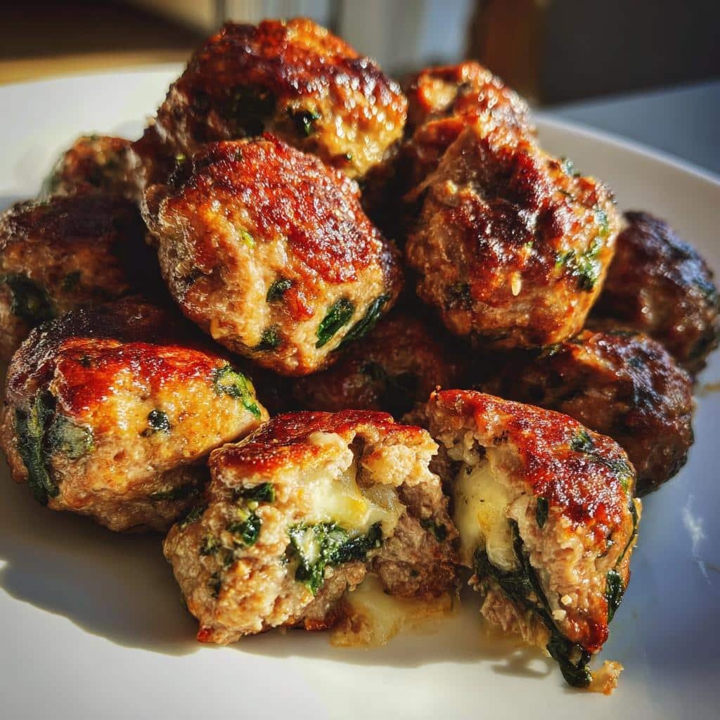 Irresistible Spinach Garlic Meatballs Stuffed with Mozzarella 4 Spinach Garlic Meatballs Stuffed with Mozzarella - detail 1