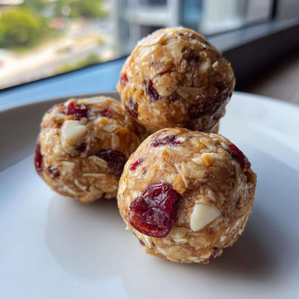healthy Cranberry White Chocolate Protein Balls - detail 1