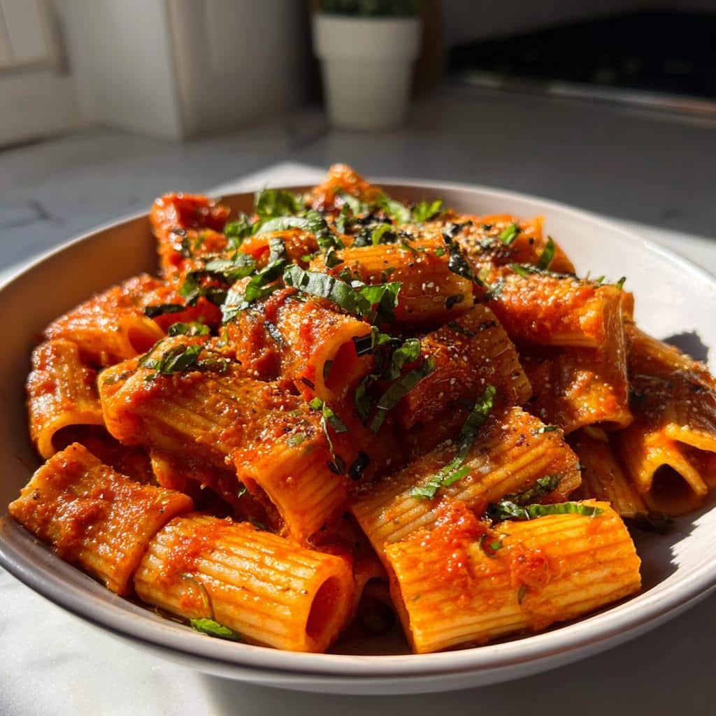 healthy Red Lentil Pasta with Tomato Sauce - detail 1
