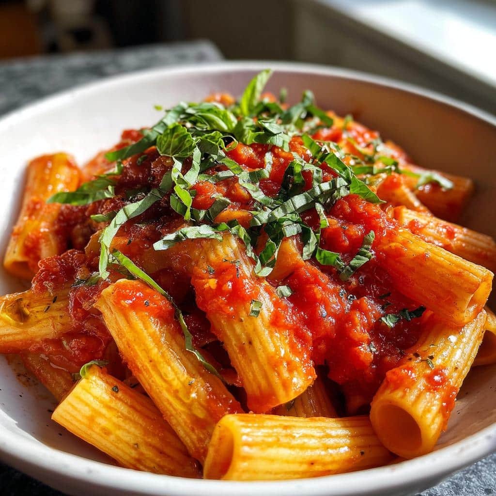 healthy Red Lentil Pasta with Tomato Sauce