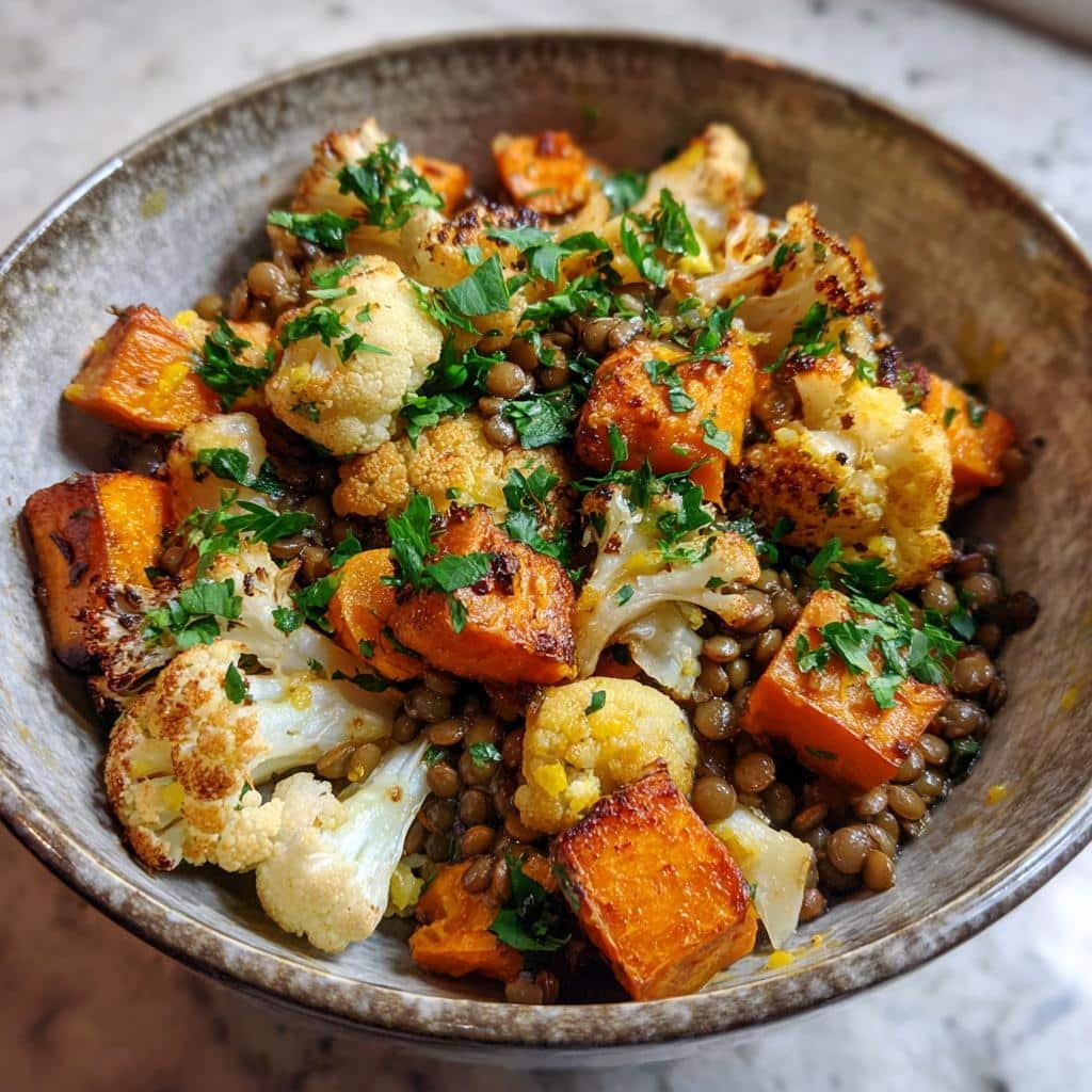 healthy Sweet Potato & Cauliflower Lentil Bowl - detail 1