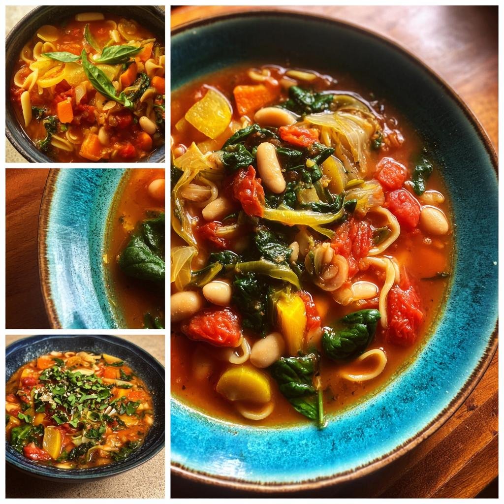 healthy crockpot Minestrone Soup - detail 1