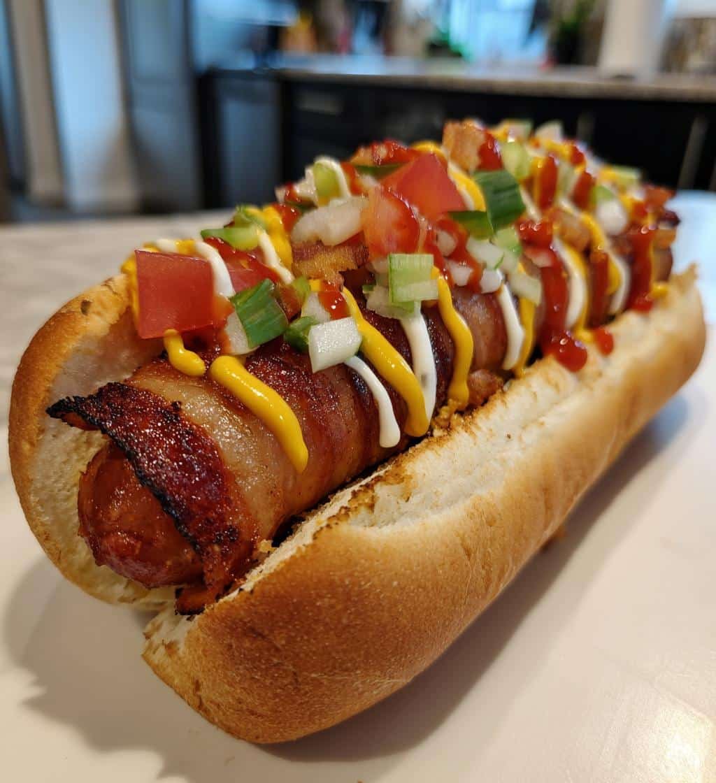 Bacon wrapped hotdog