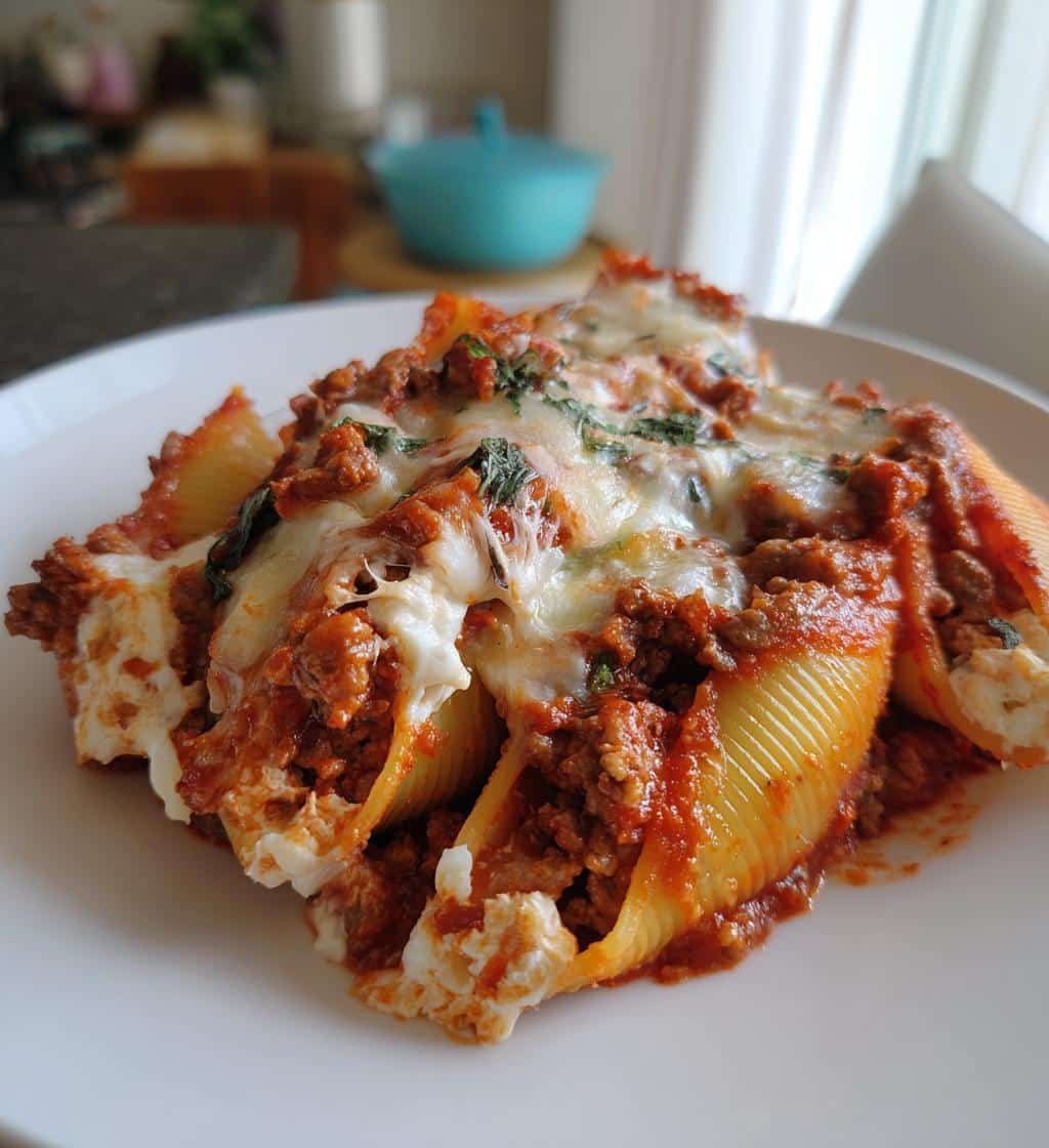 Beef-Stuffed Shells with Creamy Ricotta Filling