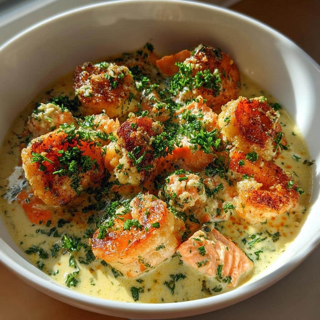 Cajun Shrimp & Salmon with Garlic Cream Sauce - detail 1