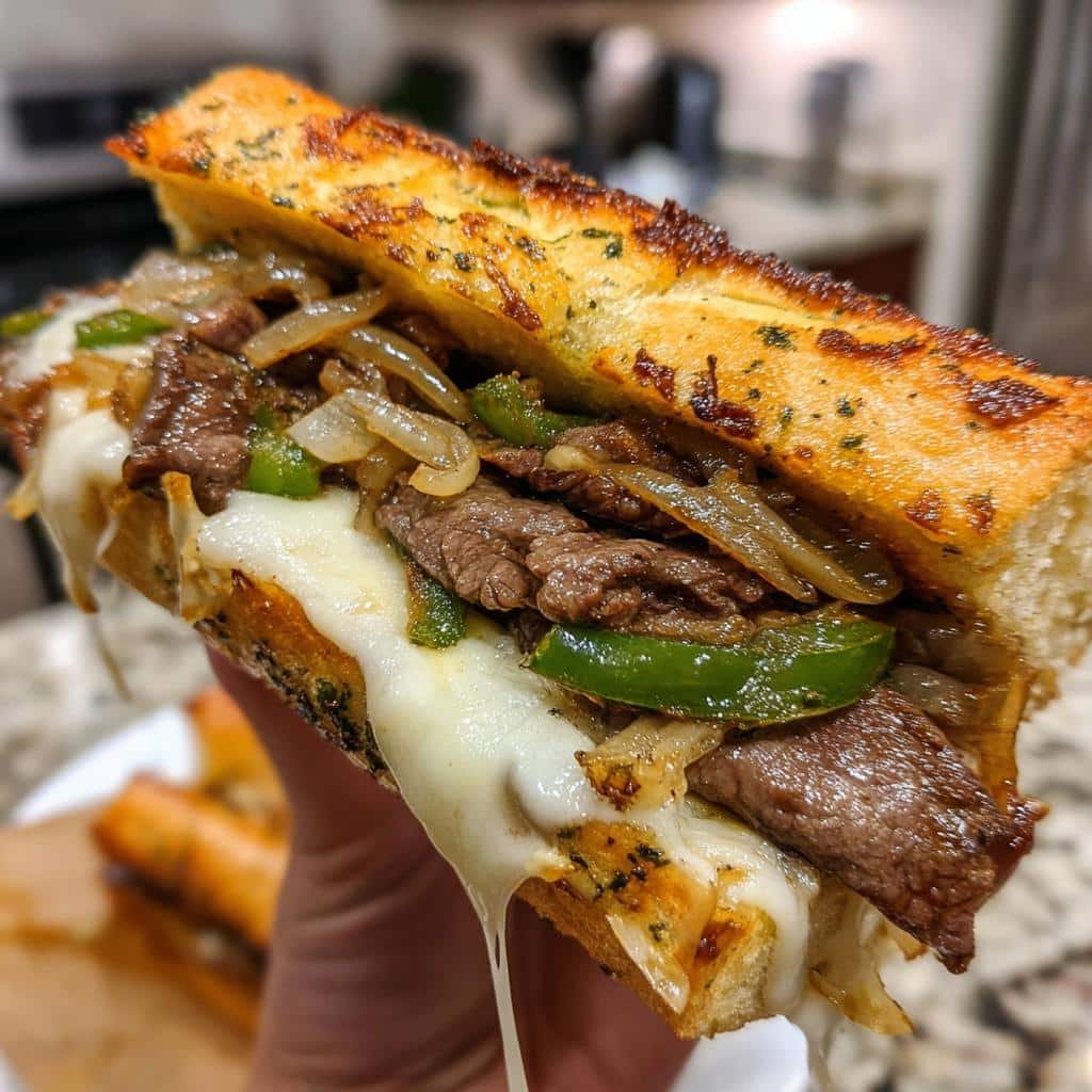 Cheesesteak on Garlic Parmesan Bread - detail 1