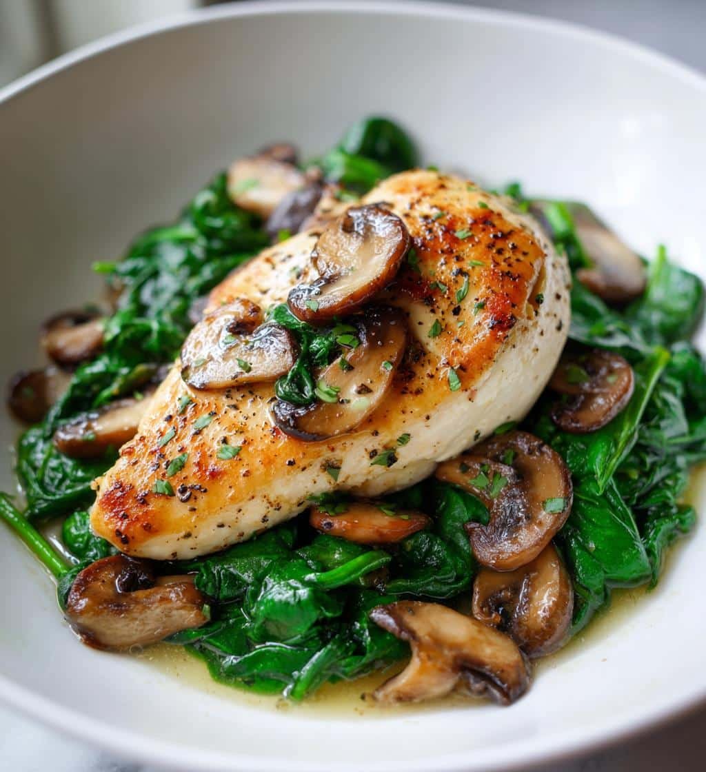 Chicken, Spinach, and Mushroom Low-Carb Oven Dish