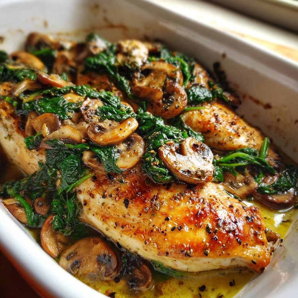 Chicken, Spinach, and Mushroom Low-Carb Oven Dish