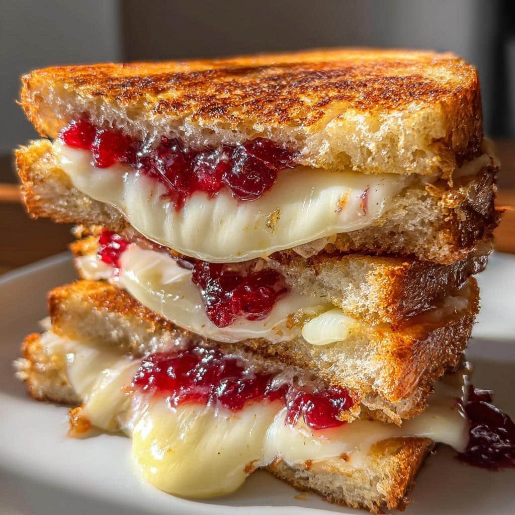 Cranberry Brie and Mozzarella Grilled Sandwich