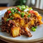 Crock Pot Beefy Potatoes Taco Casserole