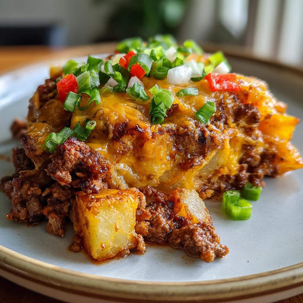 Crock Pot Beefy Potatoes Taco Casserole