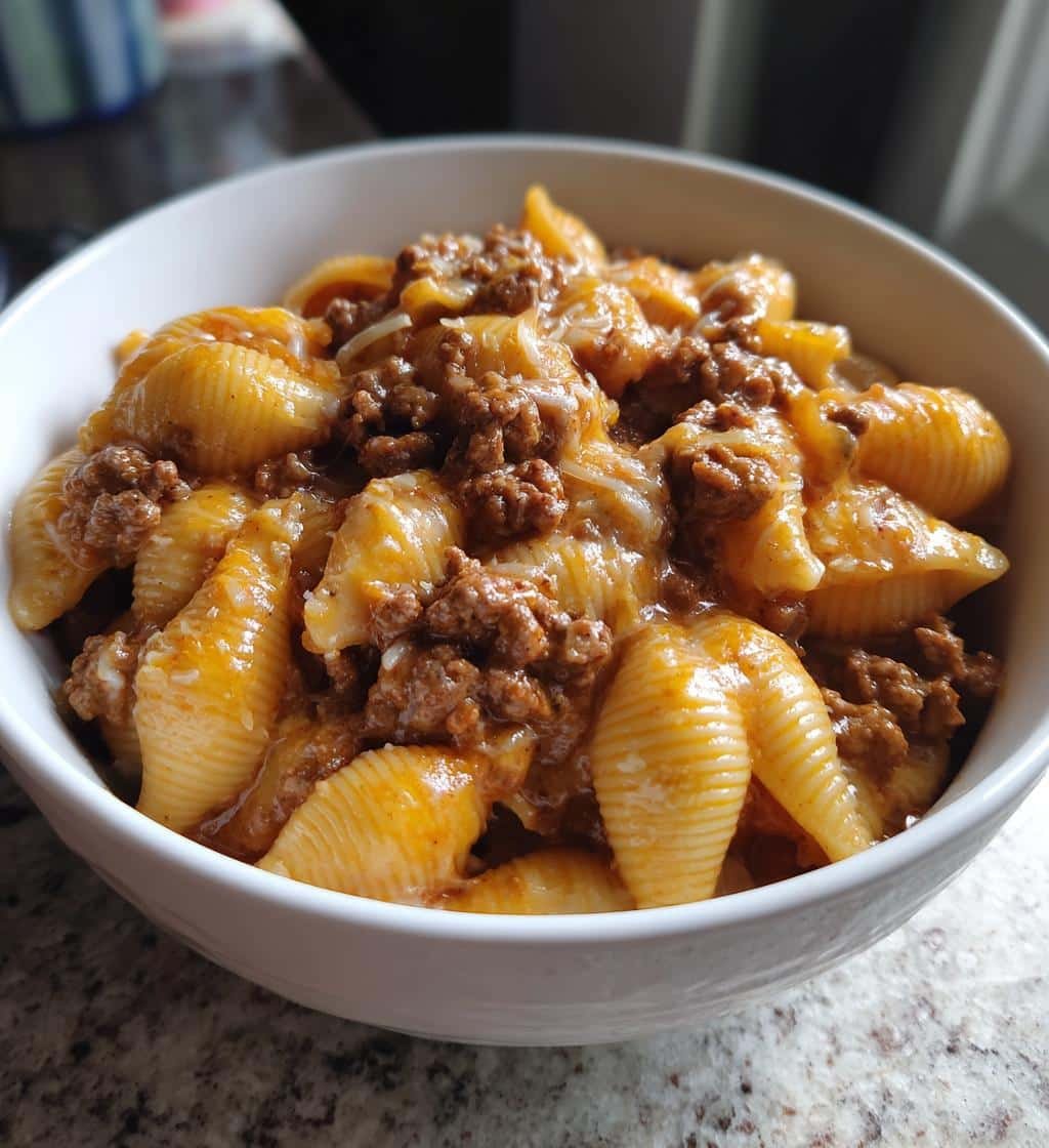 Crockpot Creamy Beef and Shells