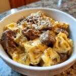 Crockpot Creamy Ranch Beef Tortellini