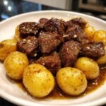Crockpot Garlic Butter Beef Bites & Potatoes
